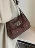Retro Metal Letter Decor Hobo Bag Novelty Y2K Shoulder Bag