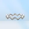 Kvinnor Mens Shimmering Zigzag Ring 925 Sterling Silver Full CZ Diamond Wedding Jewelry for Girl Friend Gift Rings med Original Box Set6826387