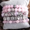 MD модный комплект браслетов из бисера из натурального камня, металла и кристалла, 5 шт., браслеты, набор браслетов для женщин, модные ювелирные изделия258Y