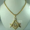 Mens 18k Gold Fiiled Masonry Masonic Mason Pendant Chain Halsband N2142519