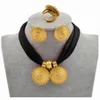 Anniyo DIY Rope Chain Ethiopian Jewelry Set Gold Color Eritrea Ethnic Style Habesha Pendant Earrings Ring #217106 H220422276H