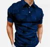 Tees Polos 082 Blue Technology Pattern Mens Tshirt غير رسمي قميص بولو قميص بولو