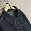 Kvinnors jackor vintage jeansjacka för kvinnor skörda toppar 2023 ropa mujer streetwear mode lösa outwear fickor avslappnad koreansk y2k kappa 27p746 j231011