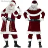 Tema Traje Casal Natal Papai Noel Cosplay Venha Festa de Natal Homem Família Infantil Venha Xmas Papai Noel Terno Adulto Natal CospL231010