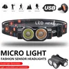 Headlamps Portable Mini Powerful LED Long-Range Double Headlight USB Charging Hunting Waterproof Head Torch With Tail Magnetic