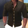 Camicie casual da uomo Camicia Lino A pois Stampe grafiche Geometria Colletto alla coreana Nero Bianco Blu Marrone Verde Strada all'aperto Manica lunga P