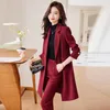 Women's Two Piece Pants 2023 Autumn And Winter High-end Suit Two-piece Set Temperament Slim Solid Color Lady Double Breasted Trench Coat