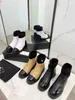 Chanells Kalb Womens Channel Dicke Stiefel Soled Schuhe benutzerdefinierte beliebte Kette Leder Stoff vielseitige Fußformmodifizierung.