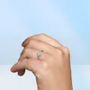 مربعة للسيدات براقة رنين رنين حقيقية 925 الجنيه الاسترليني المجوهرات الزفاف الفضية ل CZ Diamond Girlfriend Gift Rings مع Box5420306