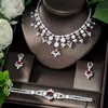 HIBRIDE Exclusive Dubai Gold Plate Jewelry Luxury Cubic Zirconia Necklace Earring Bracelet Party Jewelry Set for Women SS09258M