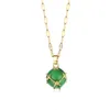Colares pendentes elegantes jóias de casamento verde de hortelã para mulheres de alta moda sem desbotamento feminino de aço inoxidável