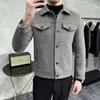 Herr ullblandningar 2023 Klassisk vinterrandig ulljacka män LAPEL Kort trenchrock Casual Business Streetwear Overcoat Sociala kläder 231010