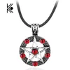 Pendanthalsband Supernatural Series Pentagram Necklace With Rope Chain Dean Winchester Star Silver Plated Red Crystal Jewelry278L