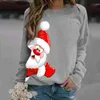 Kadın Hoodies Sweatshirts Kadın Sweatshirt Noel Baba baskılı hoodies uzun kollu toplu pullover Noel büyük boy tişörtler sokak gevşek sweaterl231011