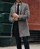 Cappotto da uomo scozzese in tweed popolare da uomo, casual, da lavoro, a maniche lunghe, monopetto, cappotto invernale da uomo 62P8D