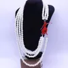 Chokers jakość ręcznie robiona cztery warstwy imitacja Pearl Choker Oświadczenie greckie litery college soror delta czerwona lady lady 231010