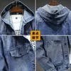 Herrenjacken Frühlings-Jeansjacke mit Kapuze Lässige Mode Sport 231010