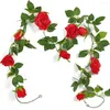 Fleurs décoratives PARTY JOY 1Pc 2M Fausse Soie Rose Vigne Artificielle Suspendue Lierre Guirlande Pour Mariage Bureau À Domicile Jardin Artisanat Décor