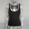 Kvinnors tankar Tossy Casual For Women kontrast Y2K Top Vest rygglöst lapptäcke Pullover Slim Sheer Tracksuit Summer Cute Female Tank