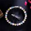 Romantische Regenboog Diamant Tennisarmband Ontwerper voor Vrouw Feest Kleurrijk Zirkonia Koper Liefde Zilver Damesarmbanden Luxe Sieraden Vriend Cadeau