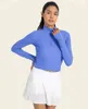 LL-1577 kvinnors lu yoga långa ärmar jacka outfit fast färg ribbad sportformning midja tätt fiess lösa jogging sportkläder för dam