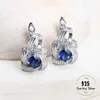 Conjuntos de joyería de boda Zirconia azul Conjuntos de joyería para mujer Plata de ley 925 Bisutería nupcial Pendientes Anillos Pulseras Collar colgante 231010