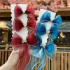 Hair Accessories Girls Headwear Ribbon Headband Long Hairpin Lace Bow Clips Braided Streamer