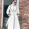 Femmes laine mélanges blanc sur le genou manteau mi-long automne hiver Style Hepburn épaissi mince noir double boutonnage Z555 231010