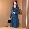 Werkjurken Insozkdg Lente Tweedelige Jurk Set Vrouwen Blazer Jas Vest Vrouwelijke Casual Koreaanse Mode Slanke Elegante Kantoorpak