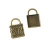 Charms 10Pcs 20 20MM Lock Square Pendant Base Setting Blank Tray DIY Necklace Jewelry Accessories