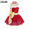 Theme Costume Kids Girls Christmas Come Sleeveless Sequins Tutu Dress Festival Performance Figure Ice Skating Ballet Dance LeotardsL231010