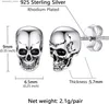 Weitere Modeaccessoires U7 Totenkopf-Ohrstecker, 925er-Sterlingsilber, Gothic-Skelett-Schmuck, Punk-Hip-Hop, kleine Ohrringe für Damen und Herren, Halloween-Geschenke, Q231011