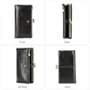 Wallets Leather Purse Women's Long Metal Money Clip Holder Buckle And Zipper Coin Pocket Women Wallet