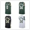 Damian Lillard 0 Giannis 34 Jersey White Green Black Jerseys Basketball Men Stitched Jersey S-XXL Mix Match Order