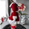 Temadräkt 2023 Cosplay Christmas Dress Women Bunny Xmas Lady Santa Claus Suit Come Set Winter Red Dress Maid Girl Uniform Navidadl231010