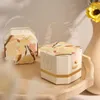 Cadeau cadeau 10pcs or bronzant mariage dragées boîte boîtes de papier bonbons sanck faveur avec poignée anniversaire enfant