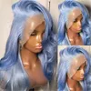 Synthetische pruik Baby blauwe dames pruik volledige kant voorkant menselijk haar pruik bodygolf transparante high-definition kan kant voor pruiken front pruik kleur rollenspel composiet pre lucky