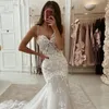 Spaghetti-trägern Hochzeit Kleid V-ausschnitt Spitze Appliques Neue Sexy Meerjungfrau Braut Kleid Backless Gericht Zug Vestidos De Noiva