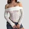 Women's T Shirts Maemukilabe Off Shoulder T-shirt Sexy Backless Long Sleeve Slim Fit Tees Chic Women Elegant Vintage Crop Tops Y2K Fairy