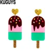 Lovely Summer Ice Cream Stick Dangle Earrings for Women Glitter Acrylic Long Drop Earring Fashion Jewelry Trendy Accessories217W