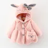 Down Coat Baby Girl Clothes Cute Rabbit Ears Plush Jacket Autumn Winter Warm Hooded Cashmere Girls Christmas Princess Outerwear 231010