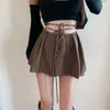Shorts femininos picantes meninas cintura alta a-line meia saia verão preto rendas sexy temperamento plissado