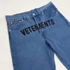 Sweats à capuche homme sweats VETEMENTS jean brodé ample bleu droit homme femme 1 1 Vetements Jeans 231010