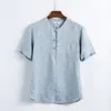 Męskie koszule 2023 Wiosna latem moda naturalna lniana prosta bluzka