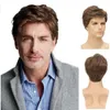 Cosplay Wigs Men's Short Brown Wig Synthetic Hair Smooth Natural Pixie Cut Toupee Curly Heat Resistant Wigs For Male Men Black 231011