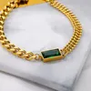 Braccialetti con ciondoli Bracciale in acciaio inossidabile 316L con ciondolo in pietra verde con zirconi per le donne Acier inossidabile antiruggine gioielli da polso partito Bijoux 231010