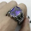 3pcs lot Nouveau design Énorme bague en pierre de rhin violet 316l bijoux de mode en acier inoxydable flor