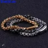 Bracelets d'amitié pour hommes, or noir, en acier inoxydable, bijoux classiques, chaîne à maillons, LinkLink Link295V, 2022