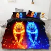 Conjuntos de cama 3 pçs lobo tigre leão animal padrão conjuntos casa roupas de cama super king capa fronha consolador têxteis conjunto 231010