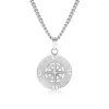 Pendant Necklaces Stainless Steel Necklace For Men Women Lover's Gold Silver Color Round Compass Handmade Jewelry